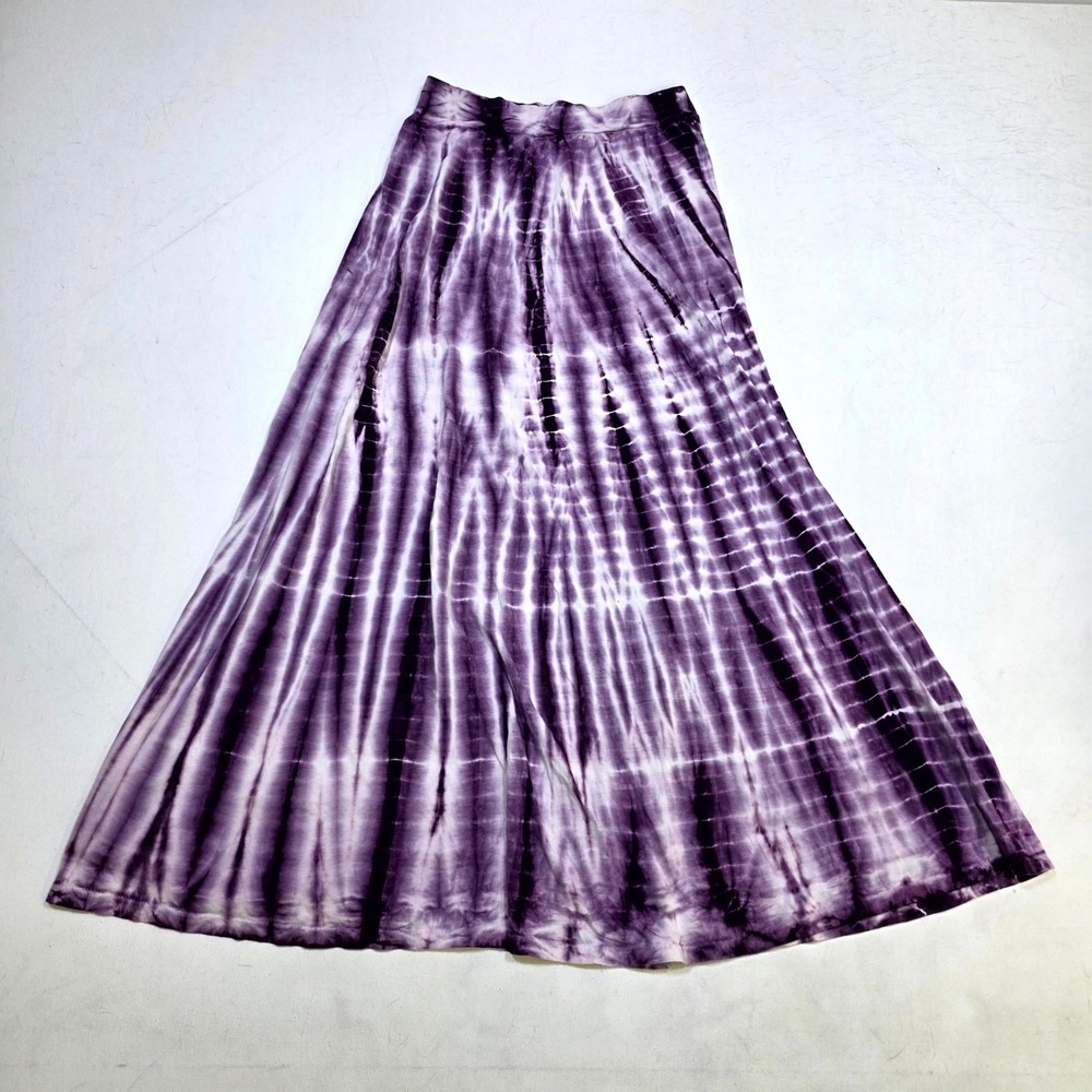 Tryst by Matthew Maxi Skirt Womens Small Purple Tie Dye Boho Flowy USA Made